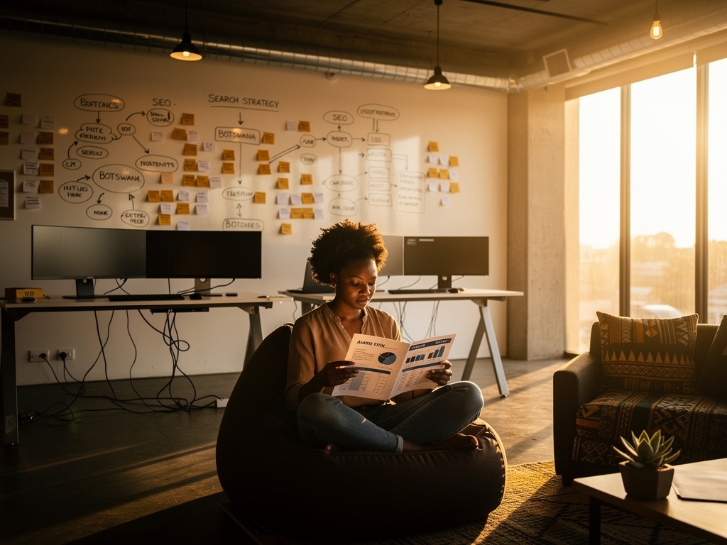 Modern collaborative workspace in Gaborone with digital tools